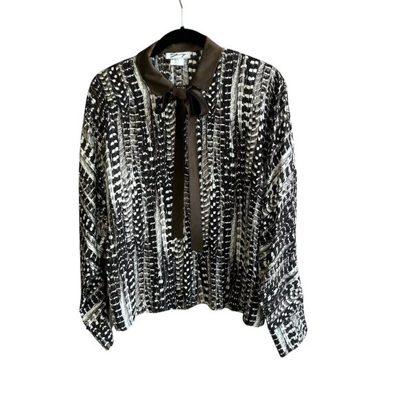 Genny Vintage 80s Italian Designer 100% Silk Blouse - Picture 10 of 10